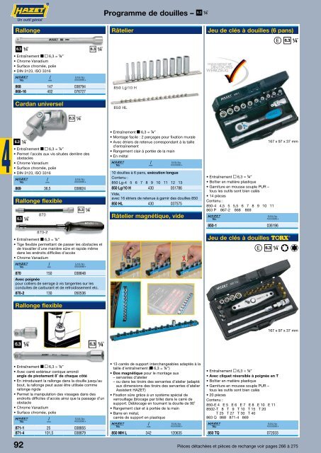 Outils en acier fin inoxydables HAZET