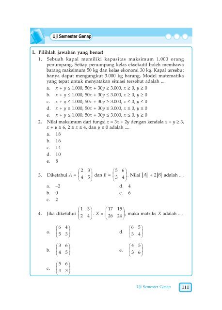 A. Sistem Pertidaksamaan Linear