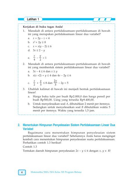 A. Sistem Pertidaksamaan Linear