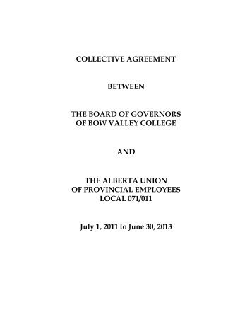 AUPE Collective Agreement - Bow Valley College