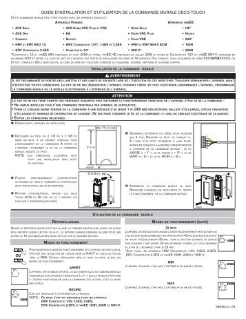 Installation de la commande murale Deco-Touch (09946 ... - Venmar