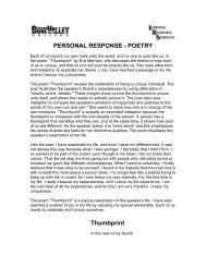 Personal Response to Poetry - Bow Valley College