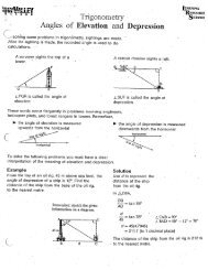 Trigonometry: Angles of Elevation and Depression - Bow Valley ...