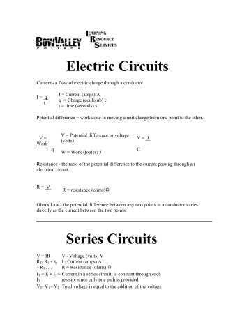 Electric Circuits - Bow Valley College