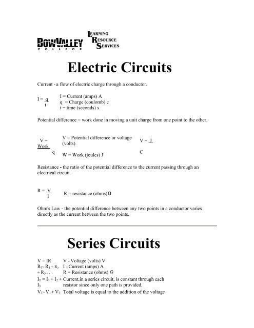 Electric Circuits - Bow Valley College