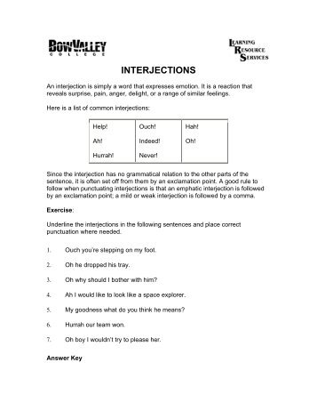 INTERJECTIONS - Bow Valley College