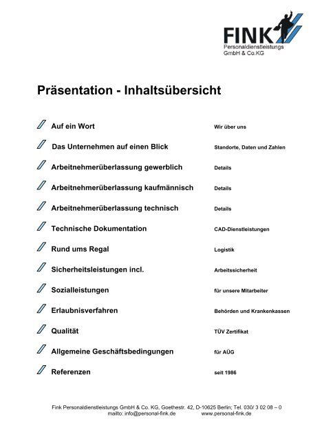 Präsentation - Inhaltsübersicht - Branchenbuch meinestadt.de