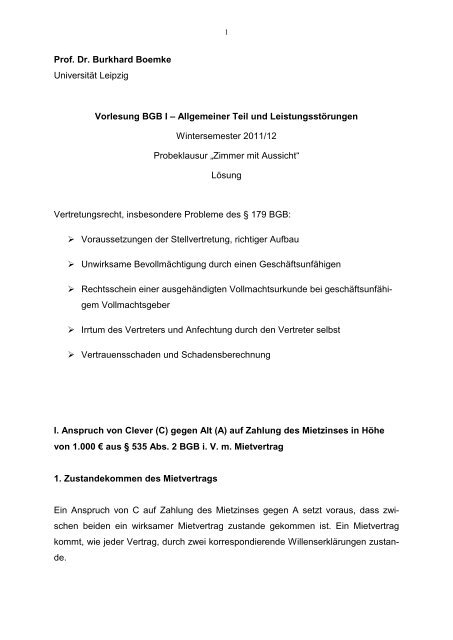 Übung im Bürgerlichen Recht für Anfänger - Universität Leipzig