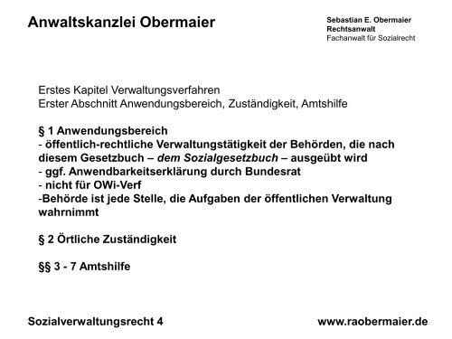 Sozialverwaltungsrecht 2011 - Lehrstuhl für Bürgerliches Recht ...