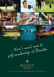 Golf Member Benefits - Branston Golf & Country Club