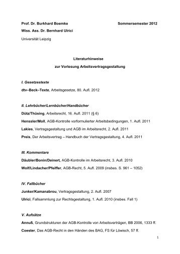 Prof. Dr. Burkhard Boemke Sommersemester 2012 Wiss. Ass. Dr ...