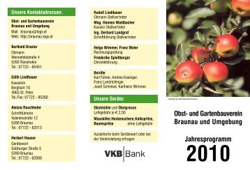 Obst- und Gartenbauverein Braunau und Umgebung Jahresprogramm