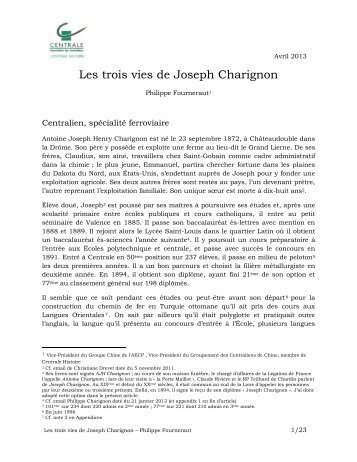 Les trois vies de Joseph Charignon - Centrale Histoire