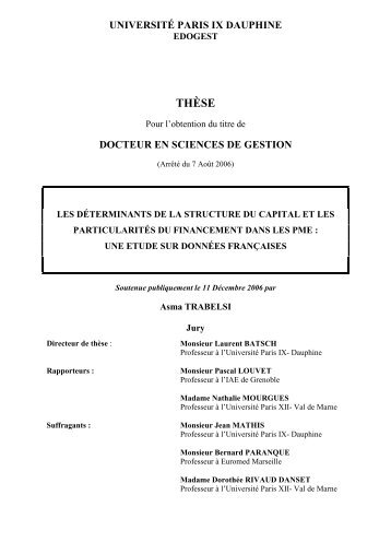 Structure de la dette et Financement des PME_Asma ... - CREPA