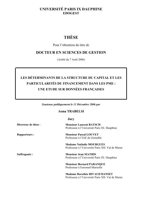 Structure de la dette et Financement des PME_Asma ... - CREPA