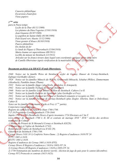 Liste des articles publiés - Société d'Histoire et d'Archéologie de ...