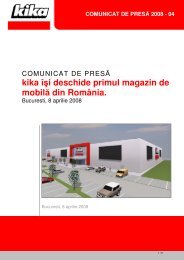 kika îşi deschide primul magazin de mobilă din România.