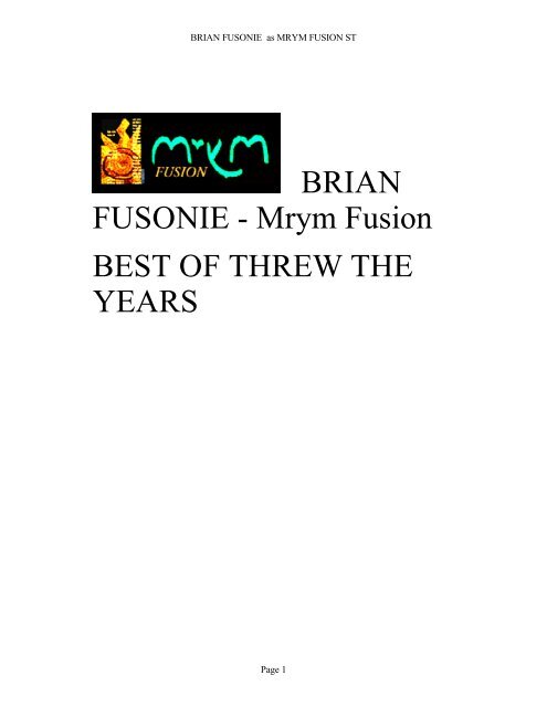 BRIAN FUSONIE as MRYM FUSION S - Brianfusonie.com