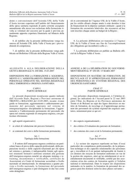 Deliberazione 15 marzo 2007, n. 660. - Regione Autonoma Valle d ...