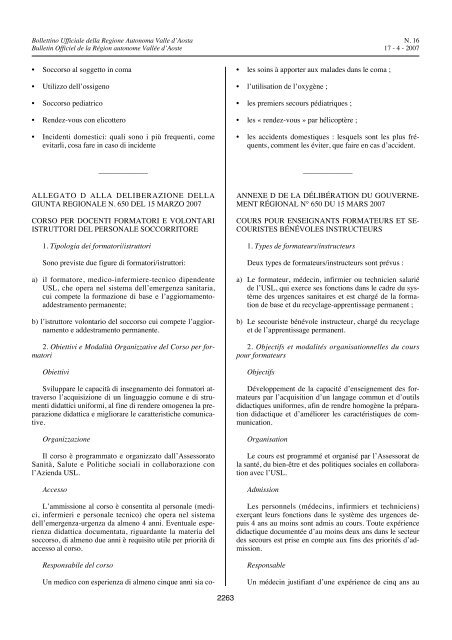 Deliberazione 15 marzo 2007, n. 660. - Regione Autonoma Valle d ...