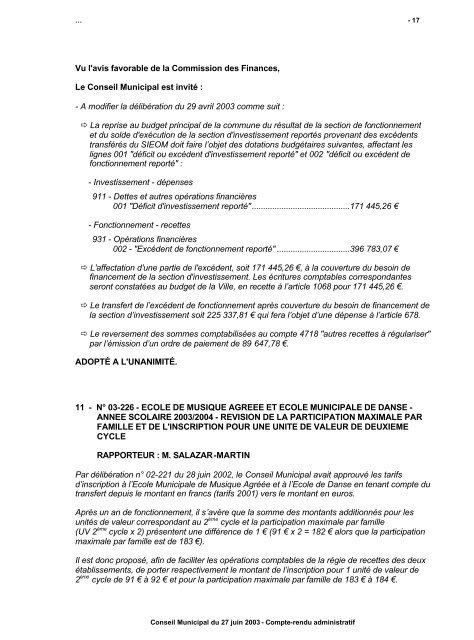 Séance du 27 juin 2003 - Ville de Martigues