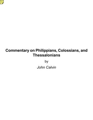 Commentary on Philippians, Colossians, and Thessalonians