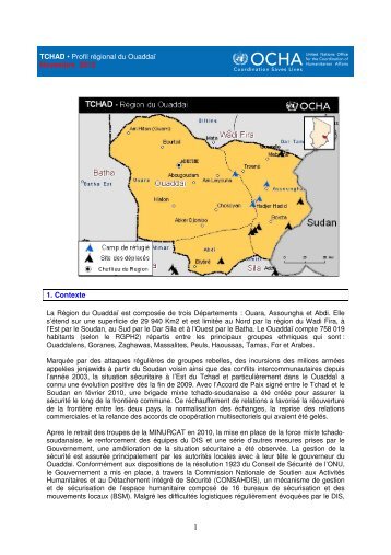 TCHAD • Profil régional du Ouaddaï Novembre 2012 5,2 Profil ...
