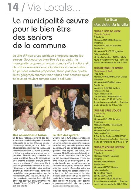 La municipalité œuvre pour le bien être des seniors de la ... - Avion