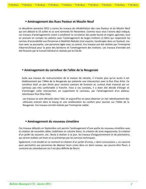 Bulletin Municipal n°33 - Janvier 2013 - 1 - Mairie d'Usson du Poitou