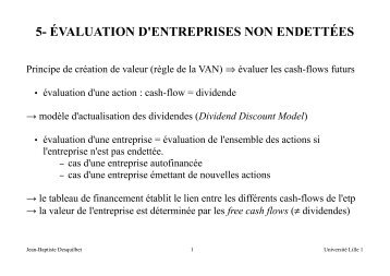 évaluation d'entreprises non endettées - Jean-Baptiste Desquilbet