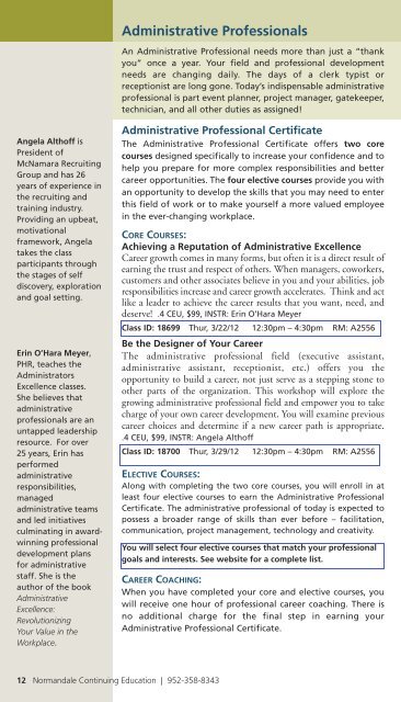 Normandale Continuing Education Course Schedule - Welcome