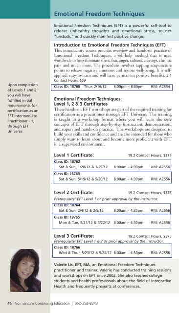 Normandale Continuing Education Course Schedule - Welcome