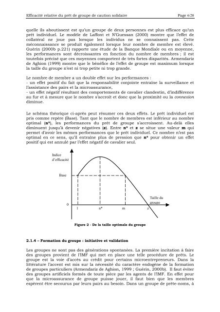 Efficacité relative du prêt de groupe avec caution solidaire ... - Softlab