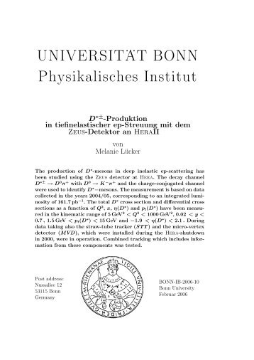 UNIVERSIT . . AT BONN Physikalisches Institut - ZEUS - Universität ...