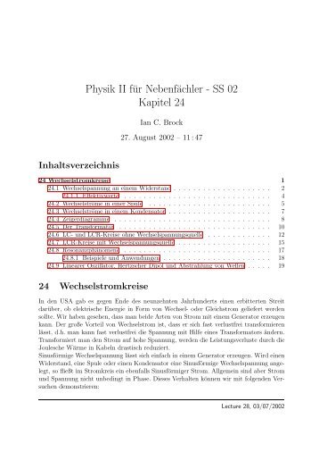 Physik II für Nebenfächler - SS 02 Kapitel 24