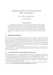 Abschlussbericht zum Modul physik131 ” EDV für Physiker“ - ZEUS