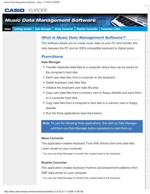 Music Data Management Software 2.0 - CASIO EUROPE