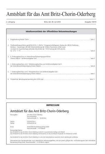 Ausgabe Nr. 07/2010 - Amt Britz-Chorin-Oderberg