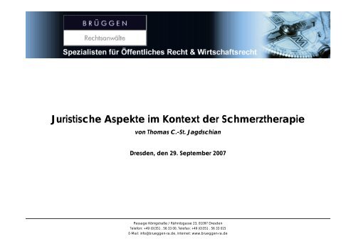 Juristische Aspekte im Kontext der Schmerztherapie - Brueggen-ra.de