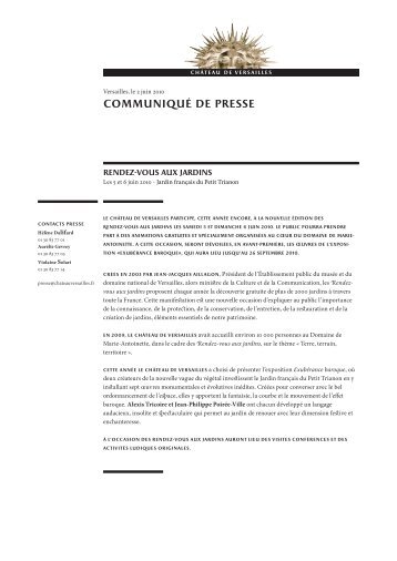 communiqué de presse - Château de Versailles