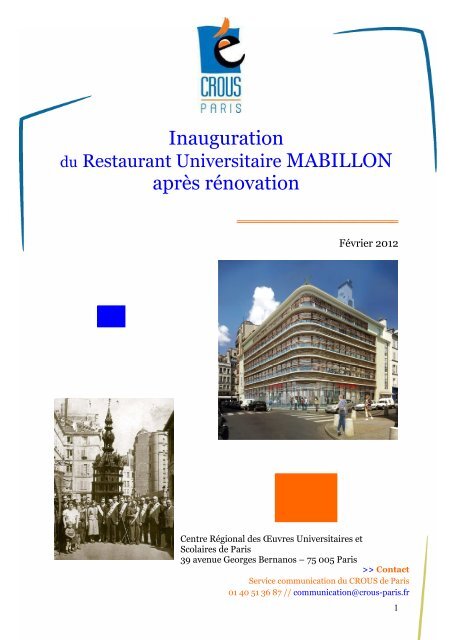 Inauguration du nouveau restaurant universitaire ... - CROUS de Paris