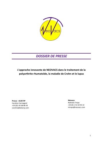 portefeuille de produits en développement - Neovacs