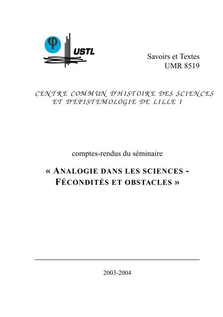 comptes-rendus des séances - Savoirs Textes Langage - Lille 3