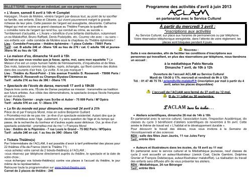 ACLAM programme avril-juin 2013 - Ville de Malakoff