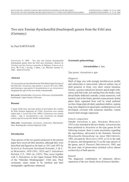 Two new Emsian rhynchonellid (brachiopod) genera from the Eifel ...