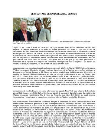 LE CHANTAGE DE KAGAME A BILL CLINTON