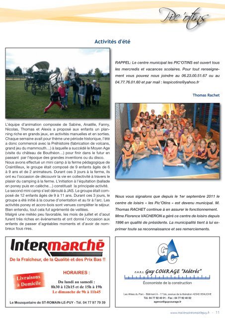 Bulletin n° 101 Octobre 2011 - Réseau des Communes