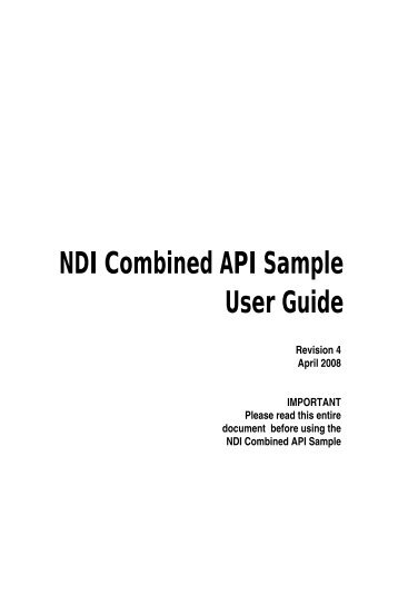 NDI Combined API Sample User Guide