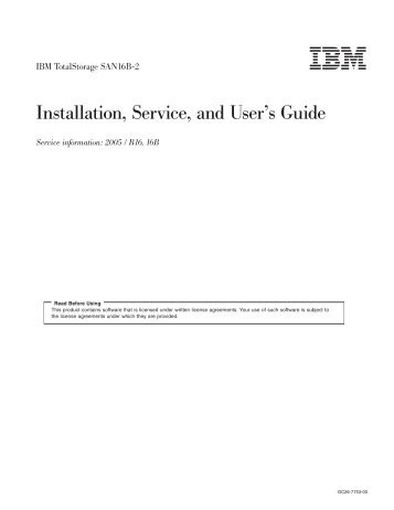 SAN16B-2 Installation, Service, and User's Guide - IBM