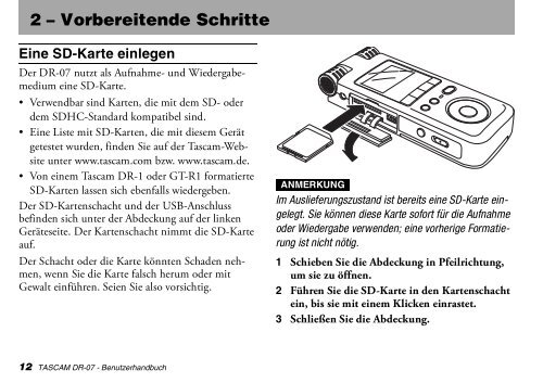 Benutzerhandbuch für Tascam DR-07